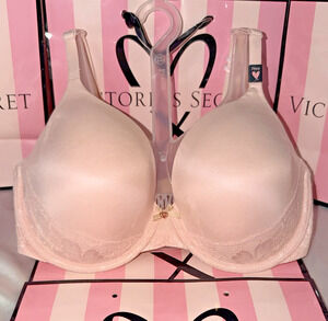 Victorias Secret Bra Body By Victoria Lined Perfect Coverage 34DD Pale Pink
